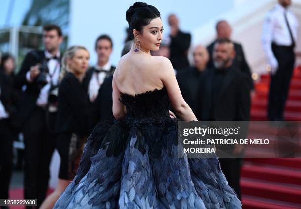 Chinese actress Fan Bingbing arrives for the Closing Ceremony and the screening of the film "Elemental" during the 76th edition of the Cannes Film...