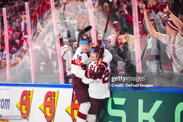 Tampere finland rodrigo abols of latvia and rudolfs balcers of latvia celebrates after Tampere finland rodrigo abols of latvia and rudolfs balcers of latvia celebrates after