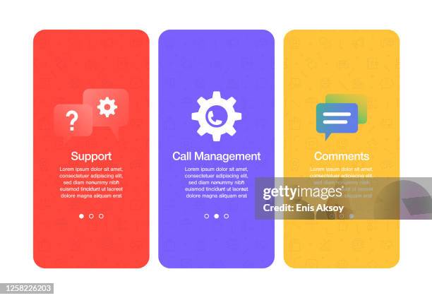 onboarding screens for websites and mobile apps related to customer relationship management - interface elements stock illustrations