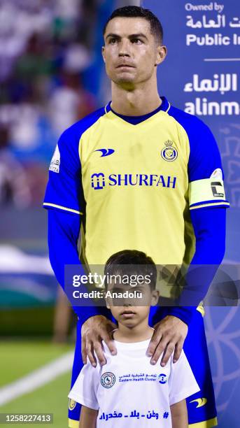 Cristiano Ronaldo of Al-Nassr poses for a photo ahead of the Saudi Pro League week 29 match between Al Nassr and Al Ettifaq at Prince Mohamed bin...