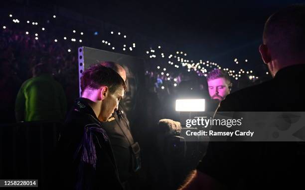 Belfast , United Kingdom - 27 May 2023; Michael Conlan makes his way to the ring before the IBF Featherweight World Title bout at the SSE Arena in...