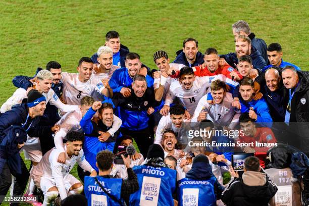 Israel players celebrating after winning Japan during FIFA U-20 World Cup Argentina 2023 Group C match between Japan and Israel at Mendoza Stadium on...