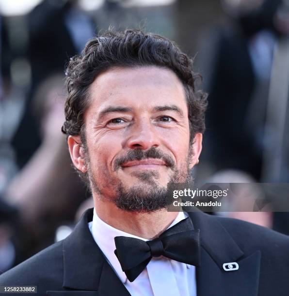 British actor Orlando Bloom arrives for the Closing Ceremony and the screening of the film "Elemental" during the 76th Cannes Film Festival at Palais...