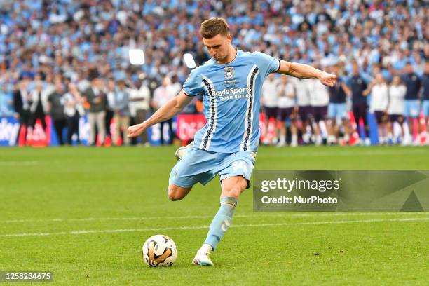 Ben Sheaf of Coventry City scores from a penalty during the Sky Bet Championship Play-Off Final between Coventry City and Luton Town at Wembley...