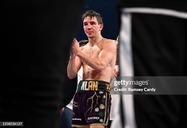 Belfast , United Kingdom - 27 May 2023; Michael Conlan reacts after his defeat to Luis Alberto Lopez in their IBF Featherweight World Title bout at...