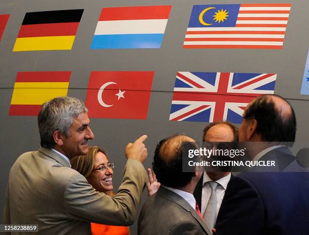 Defence ministers from France Hervé Morin, Spain Carme Chacon, Turkey Vecdi Gonul, Luxembourg Luc Frieden and Britain Kuentin Davis pose in front of...