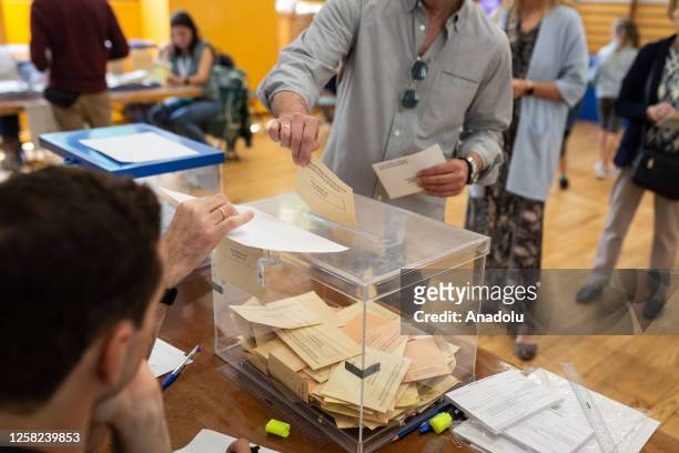 Citizen casts his vote for the municipal elections, where the future mayors for the next 4 years will be elected, in San Sebastian, Spain on May 28,...