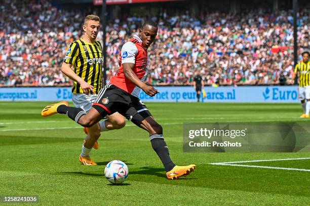 Stadium De Kuip, Dutch Eredivisie Football, season 2021 / 2022, Feyenoord - Vitesse, Vitesse player Kacper Kozlowski, Feyenoord player Neraysho...