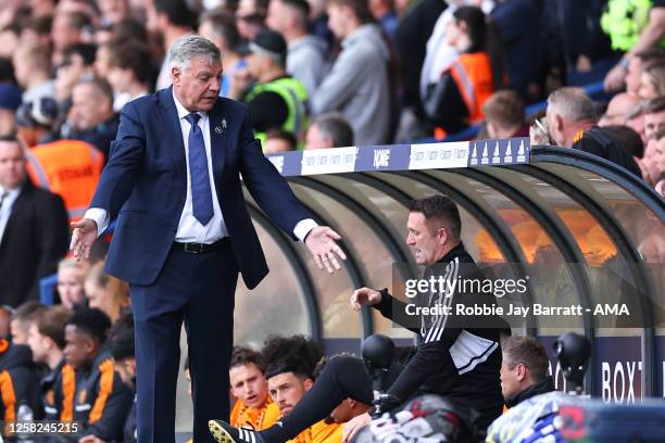 Sam Allardyce the head coach / manager of Leeds United reacts during the Premier League match between Leeds United and Tottenham Hotspur at Elland...