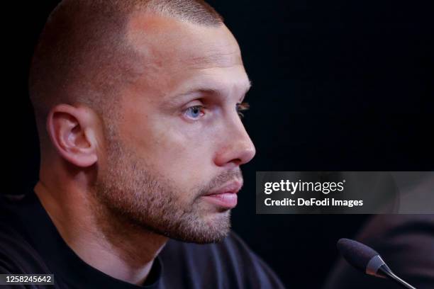 Head coach John Heitinga of AFC Ajax looks on after the Dutch Eredivisie match between FC Twente and AFC Ajax at De Grolsch Veste Stadium on May 28,...