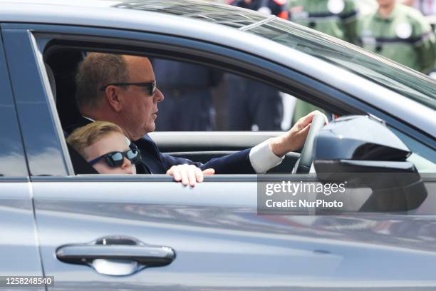 Prince Albert II of Monaco drives a car around the circuit before the Formula 1 Grand Prix of Monaco at Circuit de Monaco in Monaco on May 28, 2023.