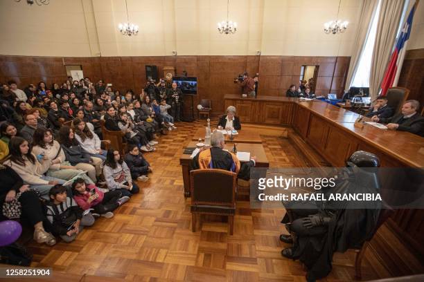 The Valparaíso Court of Justice holds a mock trial against science fiction character Darth Vader in Valparaiso, Chile, on May 28, 2023. The trial...