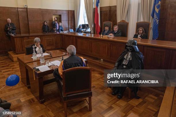 The Valparaíso Court of Justice holds a mock trial against science fiction character Darth Vader in Valparaiso, Chile, on May 28, 2023. The trial...