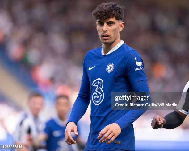 Kai Havertz of Chelsea during the Premier League match between Chelsea FC and Newcastle United at Stamford Bridge on May 28, 2023 in London, England.