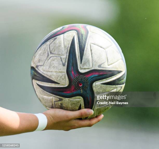 General view of a ball in hand during the B-Girls semi-final Bundesliga game between B-Girls Bayer 04 Leverkusen and B-Girls SV Meppen at...