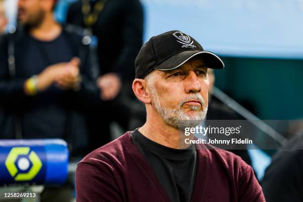 Eric ROY head coach of Brest prior the Ligue 1 Uber Eats match between Marseille and Brest at Orange Velodrome on May 27, 2023 in Marseille, France.