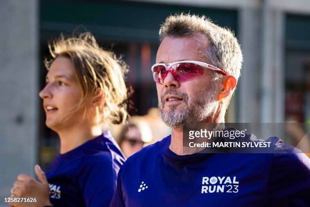 Denmarks Crown Prince Frederik participates in the 10km distance during a Royal Run event in Copenhagen, Denmark, on May 29, 2023. / Denmark OUT
