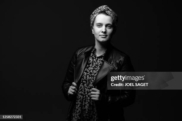 Co-founder of the first modern Orthodox Jewish community in France, Myriam Ackermann, poses during a photo session in Paris, on May 29, 2023. In June...