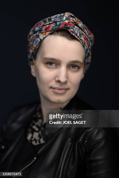 Co-founder of the first modern Orthodox Jewish community in France, Myriam Ackermann, poses during a photo session in Paris, on May 29, 2023. In June...