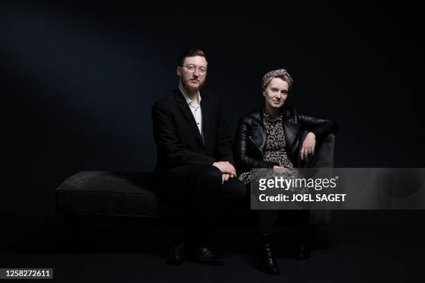 Co-founders of the first modern Orthodox Jewish community in France, Emile Ackermann, and his wife Myriam Ackermann pose during a photo session in...