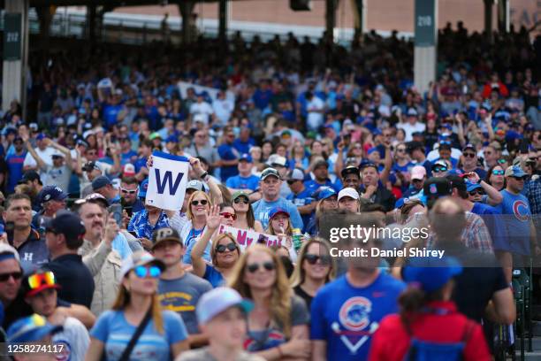 Fans cheer after the game between the Tampa Bay Rays and the Chicago Cubs at Wrigley Field on Monday, May 29, 2023 in Chicago, Illinois.