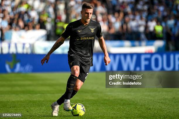 Sergej Milinkovic Savic of SS Lazio in action during the Serie A football match between SS Lazio and US Cremonese. Lazio won 3-2 over Cremonese.