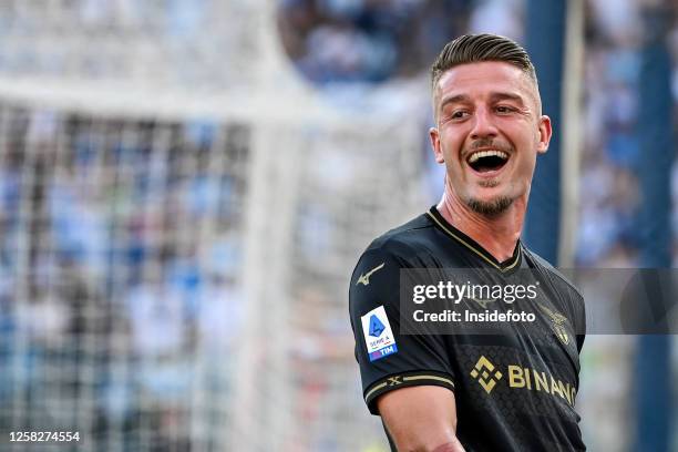 Sergej Milinkovic Savic of SS Lazio celebrates after scoring the goal of 2-0 during the Serie A football match between SS Lazio and US Cremonese....