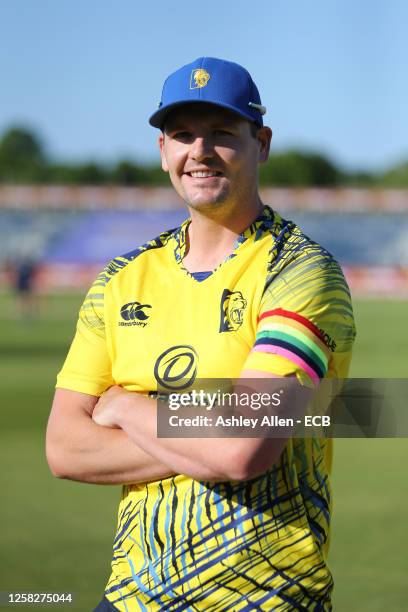 Alex Lees of Durham Cricket poses for a photo before play during the Vitality Blast T20 match between Durham Cricket and Notts Outlaws at Seat Unique...