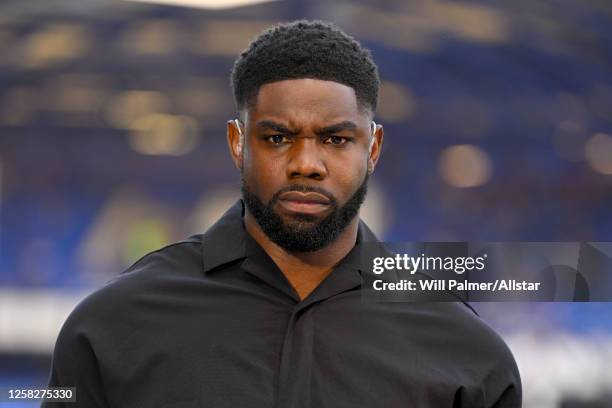 Micah Richards Football TV Pundit before the Premier League match between Everton FC and AFC Bournemouth at Goodison Park on May 28, 2023 in...