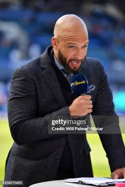 Tim Howard, NBC TV Sports presenter before the Premier League match between Everton FC and AFC Bournemouth at Goodison Park on May 28, 2023 in...