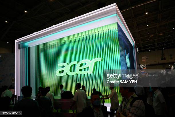 The Acer logo is seen at the Computex 2023 in Taipei on May 30, 2023.