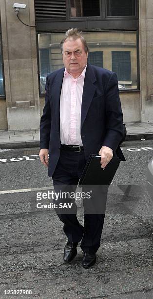 John Prescott is seen at Radio 2 on September 21, 2011 in London, England.