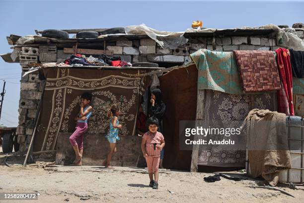 General view of children living under difficult conditions in Al-Zaytun district of Gaza City, Gaza on May 29, 2023. Due to ongoing Israeli attacks...