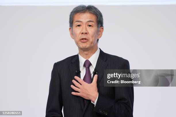 Satoshi Ogiso, chief executive officer of Hino Motors Ltd., speaks during a news conference in Tokyo, Japan, on Tuesday, May 30, 2023. Toyota Motor...