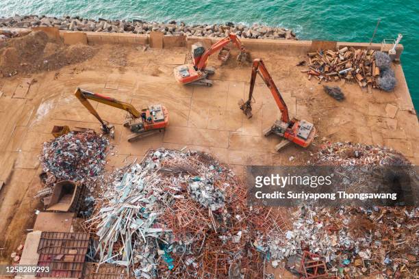 aerial view waste or metal management for environment reservation. - nuclear waste management stock pictures, royalty-free photos & images
