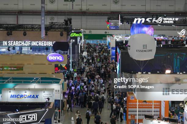 General view of COMPUTEX 2023 in Taipei. The 2023 edition of COMPUTEX runs from 30 May to 02 June 2023 and gathers over 1,000 exhibitors from 26...