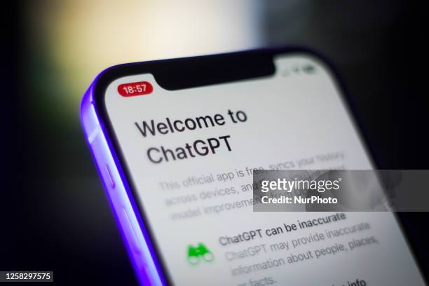The ChatGPT app is seen running on an iPhone in this photo illustration on 30 May, 2023 in Warsaw, Poland.