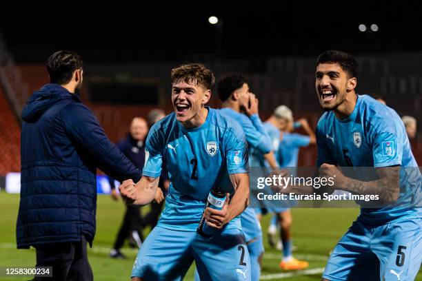 Ilay Feingold of Israel celebrates with his teammates after winning FIFA U-20 World Cup Argentina 2023 Round of 16 match between Uzbekistan and...