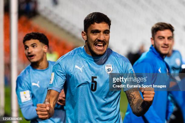 Shon Edri of Israel celebrates with his teammates after winning FIFA U-20 World Cup Argentina 2023 Round of 16 match between Uzbekistan and Israel at...