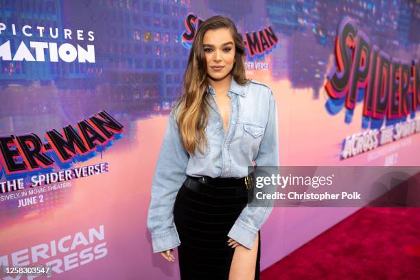 Hailee Steinfeld at the premiere of "Spider-Man: Across the Spider-Verse" held at Regency Village Theatre on May 30, 2023 in Los Angeles, California.