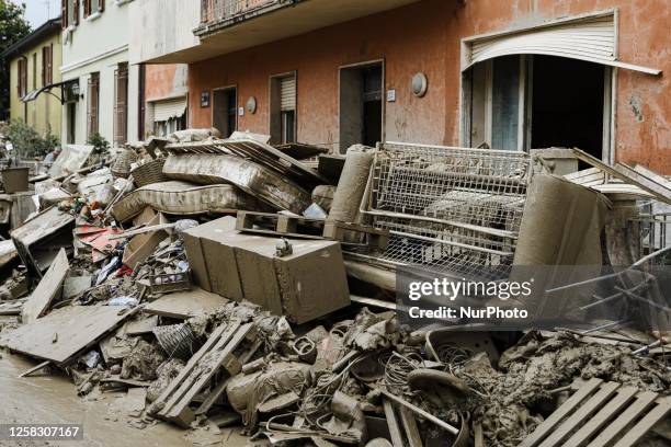 General view of the flood damage in Emilia Romagna on May 31, 2023 in Faenza, Italy