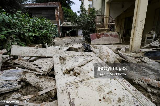 General view of the flood damage in Emilia Romagna on May 31, 2023 in Faenza, Italy