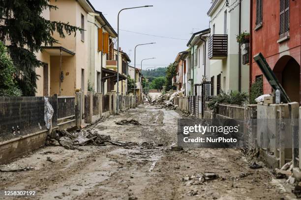 General view of the flood damage in Emilia Romagna on May 31, 2023 in Faenza, Italy