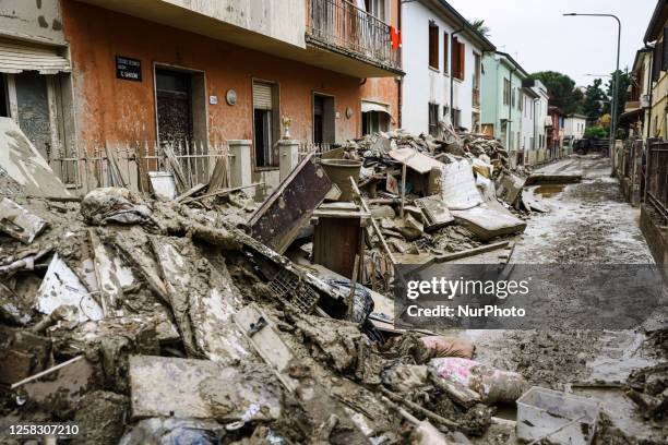 General view of the flood damage in Emilia Romagna on May 31, 2023 in Faenza, Italy