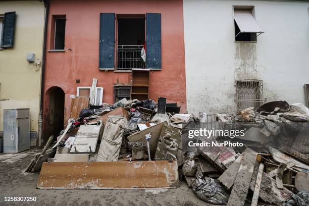 General view of the flood damage in Emilia Romagna on May 31, 2023 in Faenza, Italy