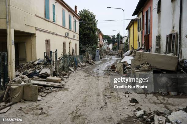 General view of the flood damage in Emilia Romagna on May 31, 2023 in Faenza, Italy