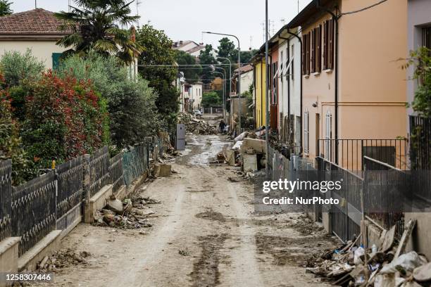 General view of the flood damage in Emilia Romagna on May 31, 2023 in Faenza, Italy