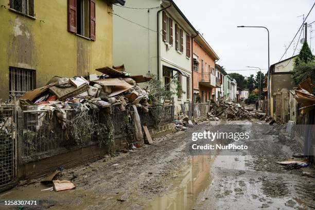 General view of the flood damage in Emilia Romagna on May 31, 2023 in Faenza, Italy