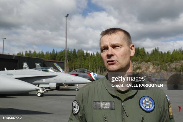 Commander of the Finnish Air Force, Major General Juha-Pekka Keraenen poses during Arctic Challenge Exercise 23 live air operations drill in Pirkkala...