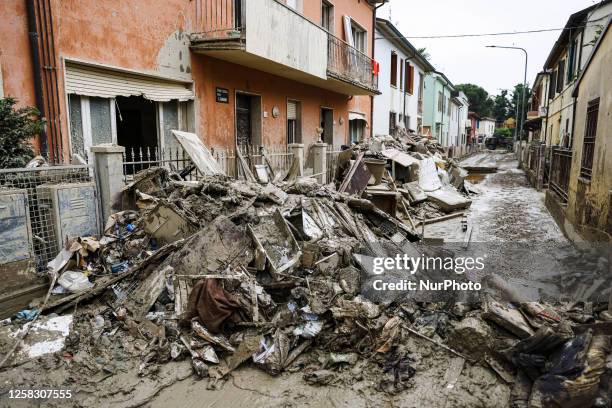 General view of the flood damage in Emilia Romagna on May 31, 2023 in Faenza, Italy